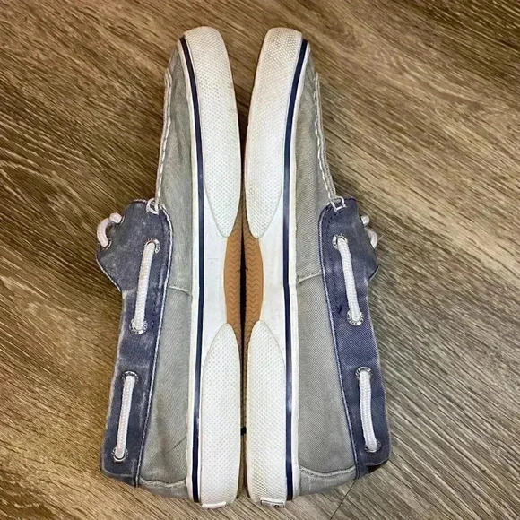 Mens Grey and Blue Sperry Boat Shoes - 9 - Picture 8 of 10